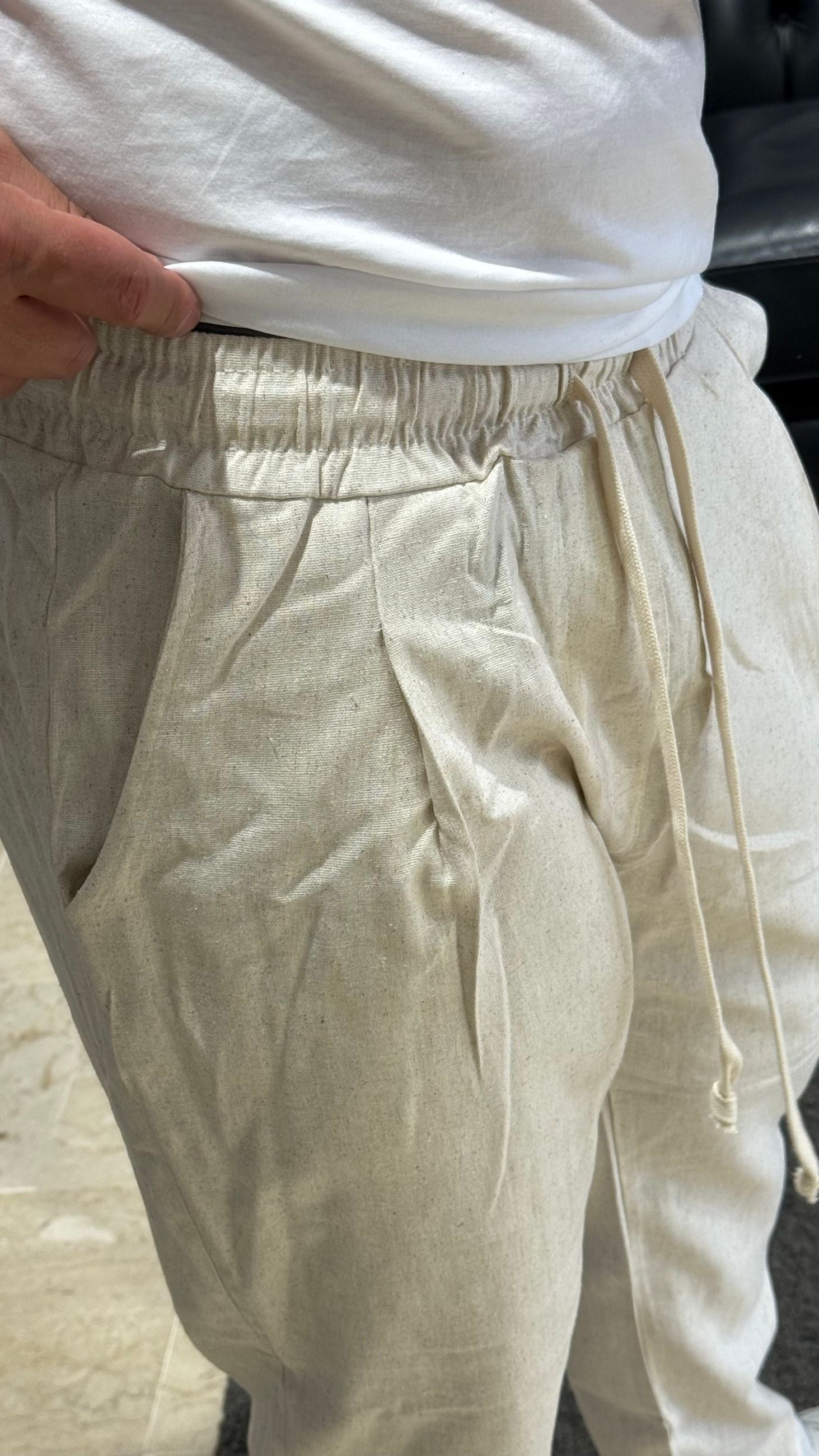 SARTORIA SICILIANA PANTALONE CAPRI LINO